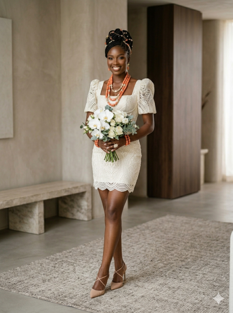 Elegant afro-centric civil wedding dress