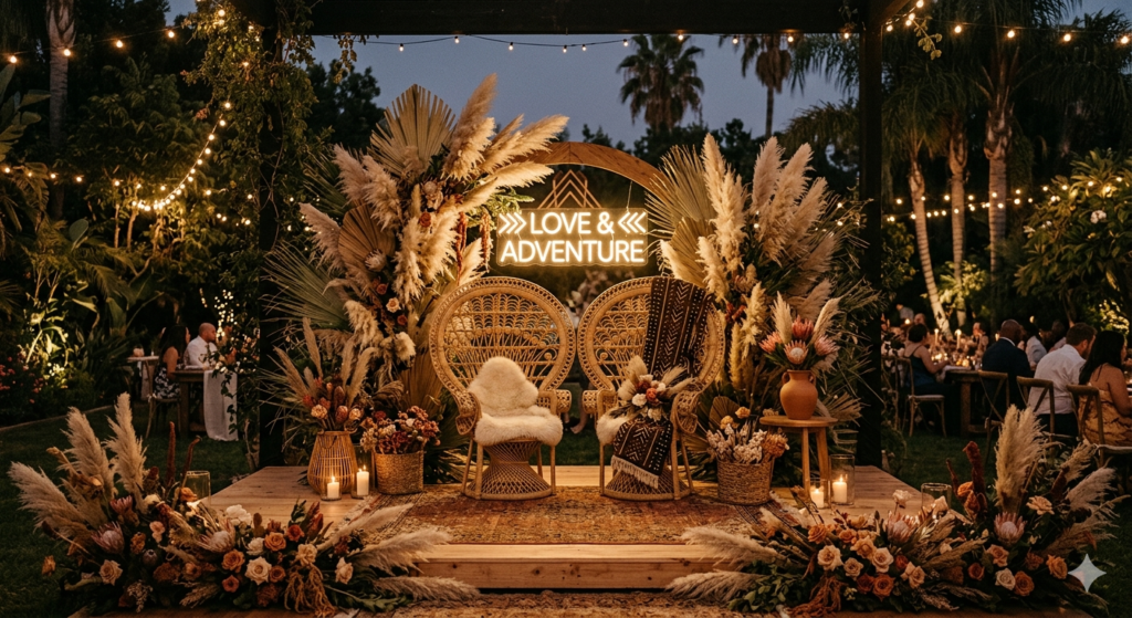 Earthy Boho Wedding Stage Decor