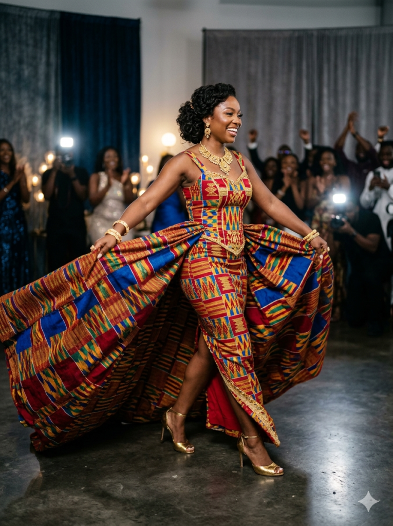 Kente inspired wedding dress