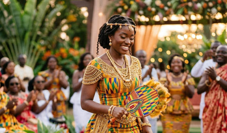 Read more about the article 12 Regal Kente-Inspired Wedding Dresses for Traditional Brides