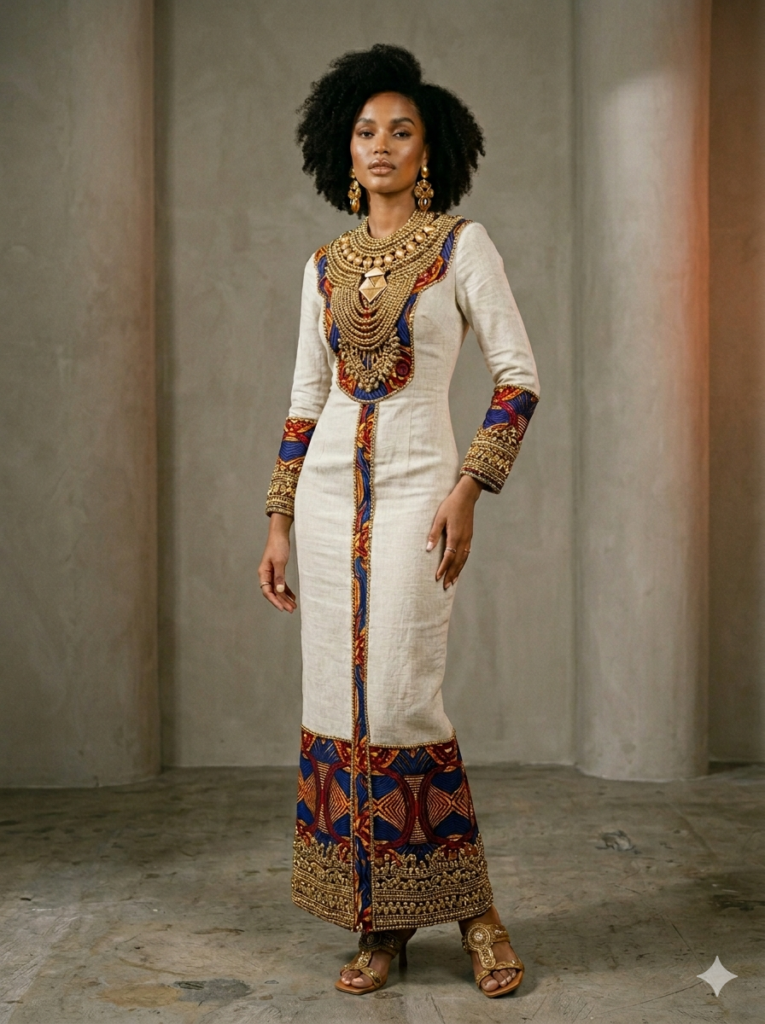 Minimalist Afro-centric Bridal Dress